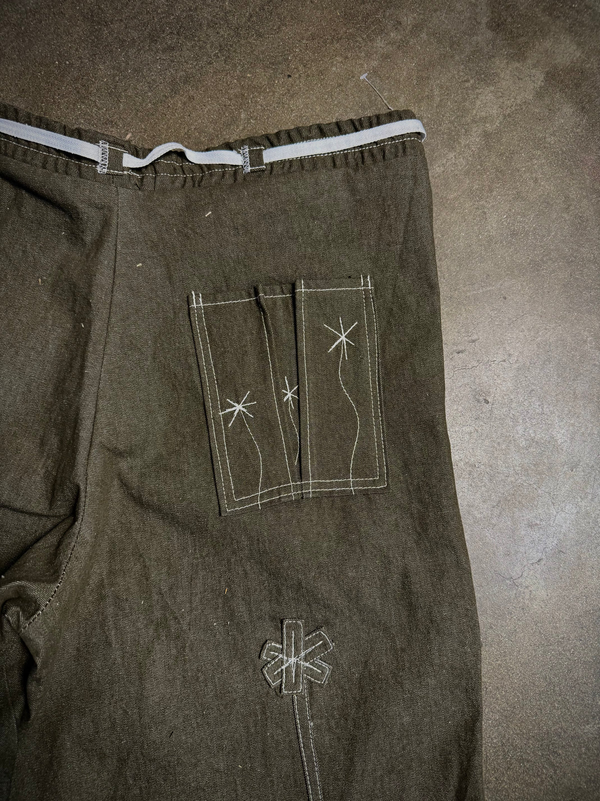 Flower Track Pants (1 of 1 Green Denim)